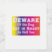 Cat Art Beware Of The Dog ワインラベル (シングルラベル)