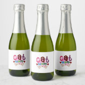 Cat Art Cat Mom_2 スパークリングワインラベル (ボトル)