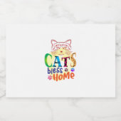 Cat Art Cats Bless Home スパークリングワインラベル (シングルラベル)