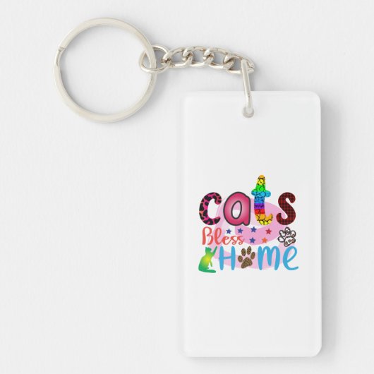 Cat Art Cats Bless Home_2 キーホルダー (正面)