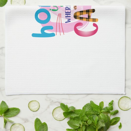 Cat Art Home Is Where My Cat Is キッチンタオル (折り畳み)