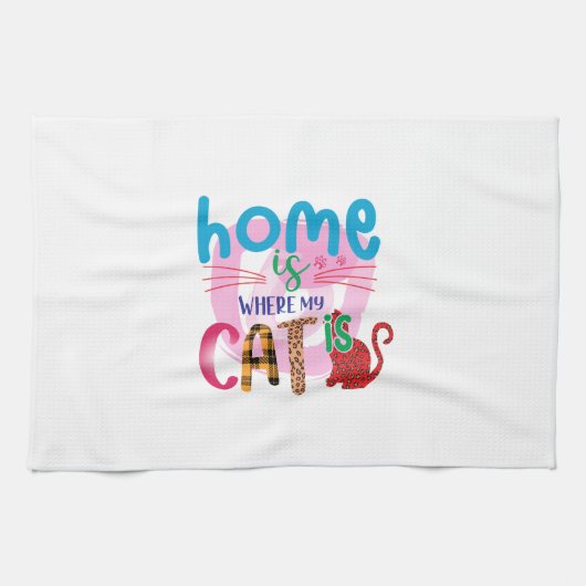 Cat Art Home Is Where My Cat Is キッチンタオル (横)
