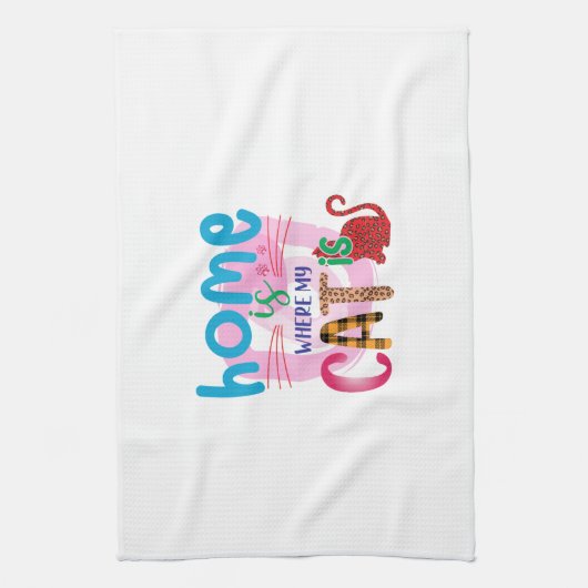 Cat Art Home Is Where My Cat Is キッチンタオル (縦)