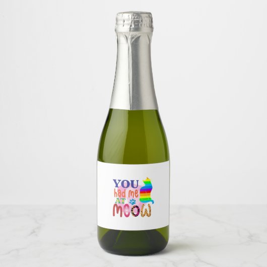 Cat Art You Had Me At Meow_2 スパークリングワインラベル (正面)