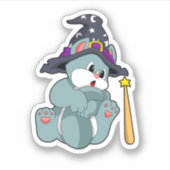 Cat asウィザードと魔法の杖と帽子 シール (正面)