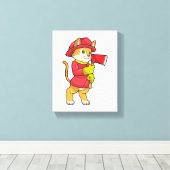 Cat as消防士とAx キャンバスプリント (インサイチュ (ウッドフロア))