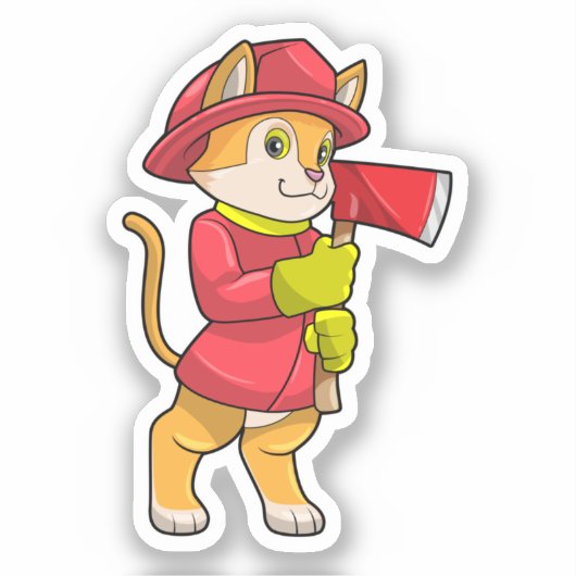 Cat as消防士とAx シール (正面)