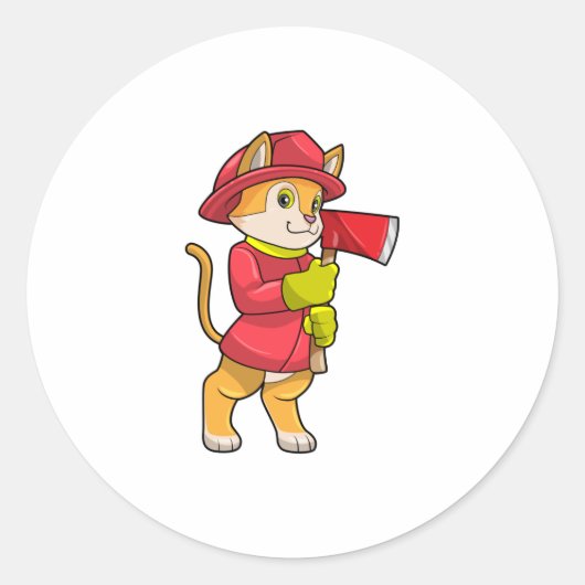 Cat as消防士とAx ラウンドシール (正面)
