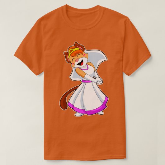 Cat as Bride Bride 結婚with's dress Crown Tシャツ (デザイン正面)