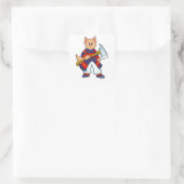 Cat as Fire fighter at Fire department with Ax スクエアシール (バッグ)