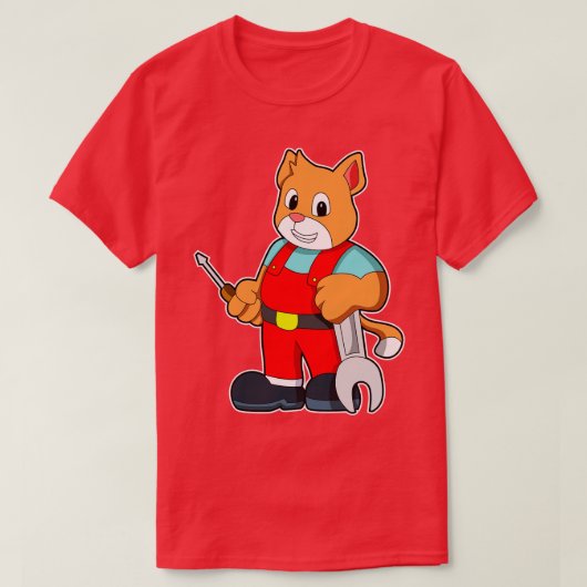 Cat as Mechatronics engineer with Tool Tシャツ (デザイン正面)