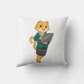 Cat as Secretary with Laptop クッション (裏面)