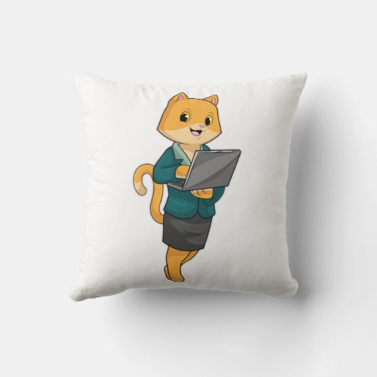 Cat as Secretary with Laptop クッション (裏面)