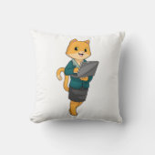 Cat as Secretary with Laptop クッション (正面)