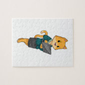 Cat as Secretary with Laptop ジグソーパズル (横)