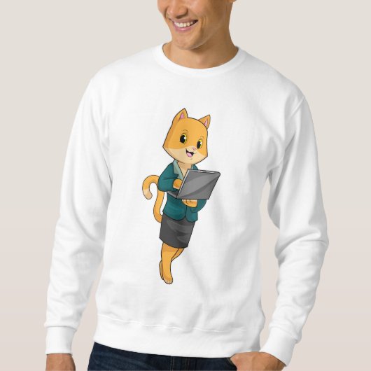 Cat as Secretary with Laptop スウェットシャツ (正面)