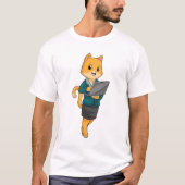 Cat as Secretary with Laptop Tシャツ (正面)