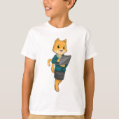 Cat as Secretary with Laptop Tシャツ (正面)