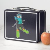 Cat as Skier with Ski メタルランチボックス (インサイチュ)