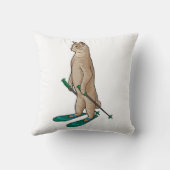 Cat as Skier with Ski & Ski poles クッション (裏面)