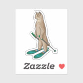 Cat as Skier with Ski & Ski poles シール (シート)