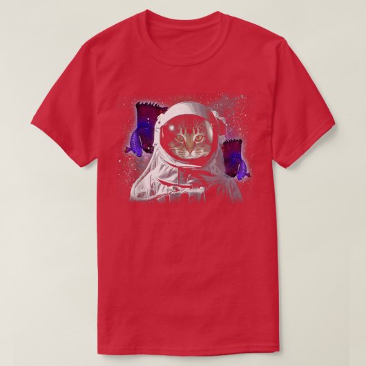Cat Astronaut Catronaut Deep In Space Cosmic Kitty Tシャツ (デザイン正面)