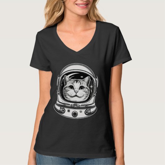 Cat Astronaut With Helmet Tシャツ (正面)