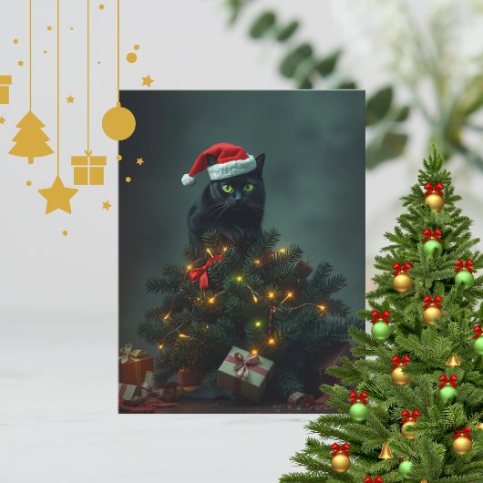 Cat-astrophe Christmas Holiday Chaos Funny Cat  ポストカード