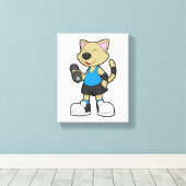 Cat atフィットネスwithダンベル キャンバスプリント (インサイチュ (ウッドフロア))