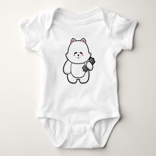 Cat atフィットネスwithダンベル ベビーボディスーツ (正面)