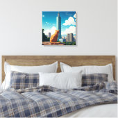 Cat at台北101台湾 キャンバスプリント (インサイチュ (寝室))