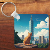 Cat at台北101台湾 キーホルダー (正面)