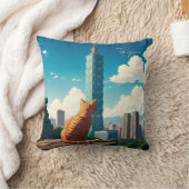 Cat at台北101台湾 クッション (ブランケット)