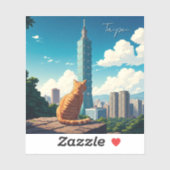 Cat at台北101台湾 シール (シート)