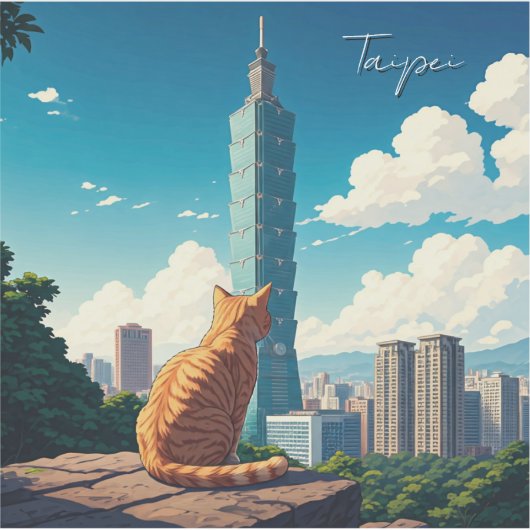 Cat at台北101台湾 シール (正面)