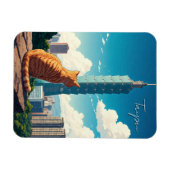 Cat at台北101台湾 マグネット (横)