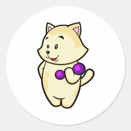 Cat at Bicepsトレーニングとダンベル ラウンドシール (正面)