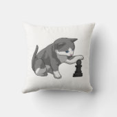 Cat at Chess with Chess piece Bishop クッション (裏面)