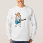 Cat at Music with Guitar Tシャツ (正面)