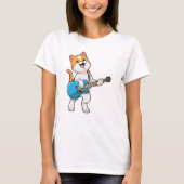 Cat at Music with Guitar Tシャツ (正面)