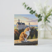 Cat at Neuschwanstein Castleドイツ旅行 ポストカード (スタンド正面)