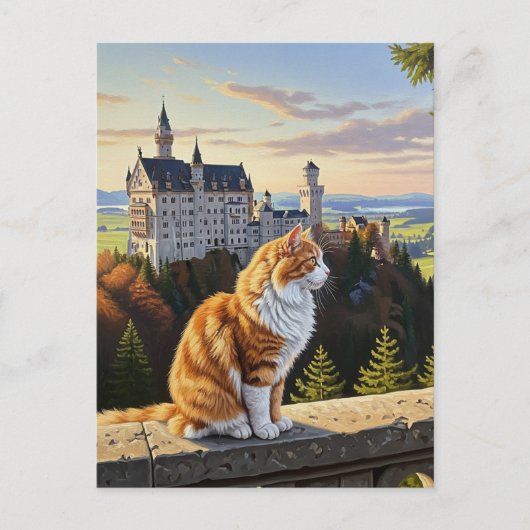Cat at Neuschwanstein Castleドイツ旅行 ポストカード (正面)