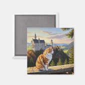 Cat at Neuschwanstein Castleドイツ旅行 マグネット (正面/裏面)