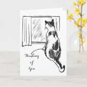 Cat at the Window カード (黄色い花)