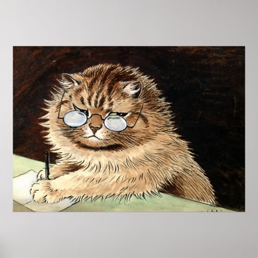 Cat at work with glasses by Louis Wain ポスター (正面)