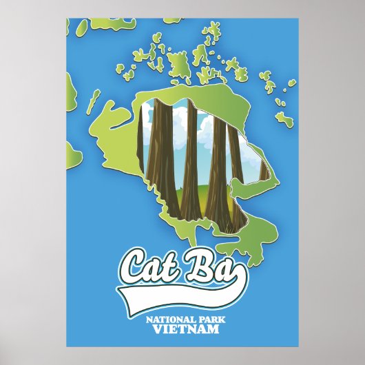cat ba national park vietnam travel map ポスター (正面)