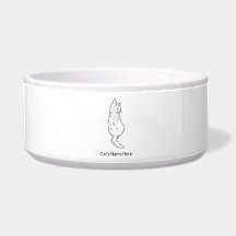 Cat Back View Large Pet Bowl Personalized