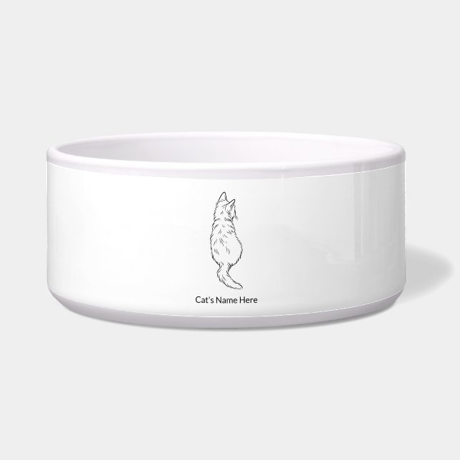 Cat Back View Large Pet Bowl Personalized ボウル (正面)