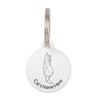 Cat Back View Round Pet Tag Personalized ペット　ネームタグ