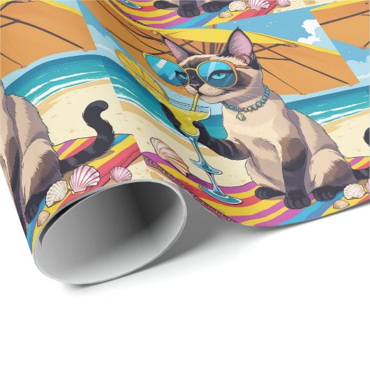 Cat Beach themed for Siamese Cat Lovers ラッピングペーパー (ロールコーナー)